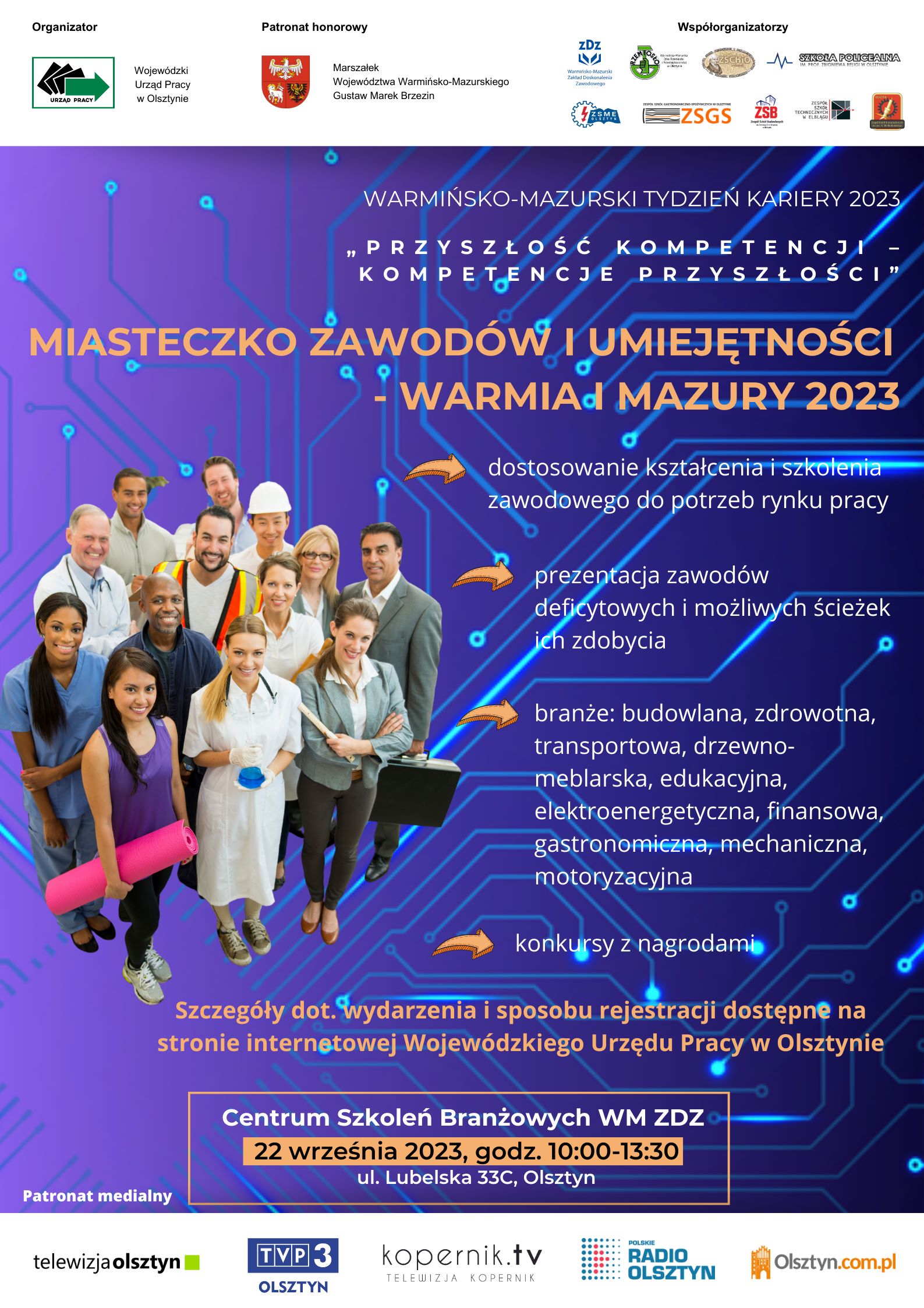 Plakat - Miasteczko Umiejętności i Zawodów Warmia i Mazury 2023