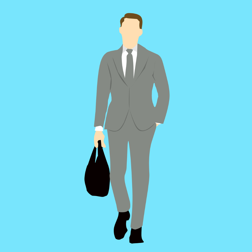 Rysunek: Idący mężczyzna w garniturze