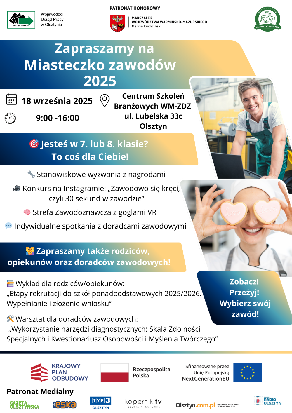 Plakat informujący o wydarzeniu Miasteczko zawodów 2025