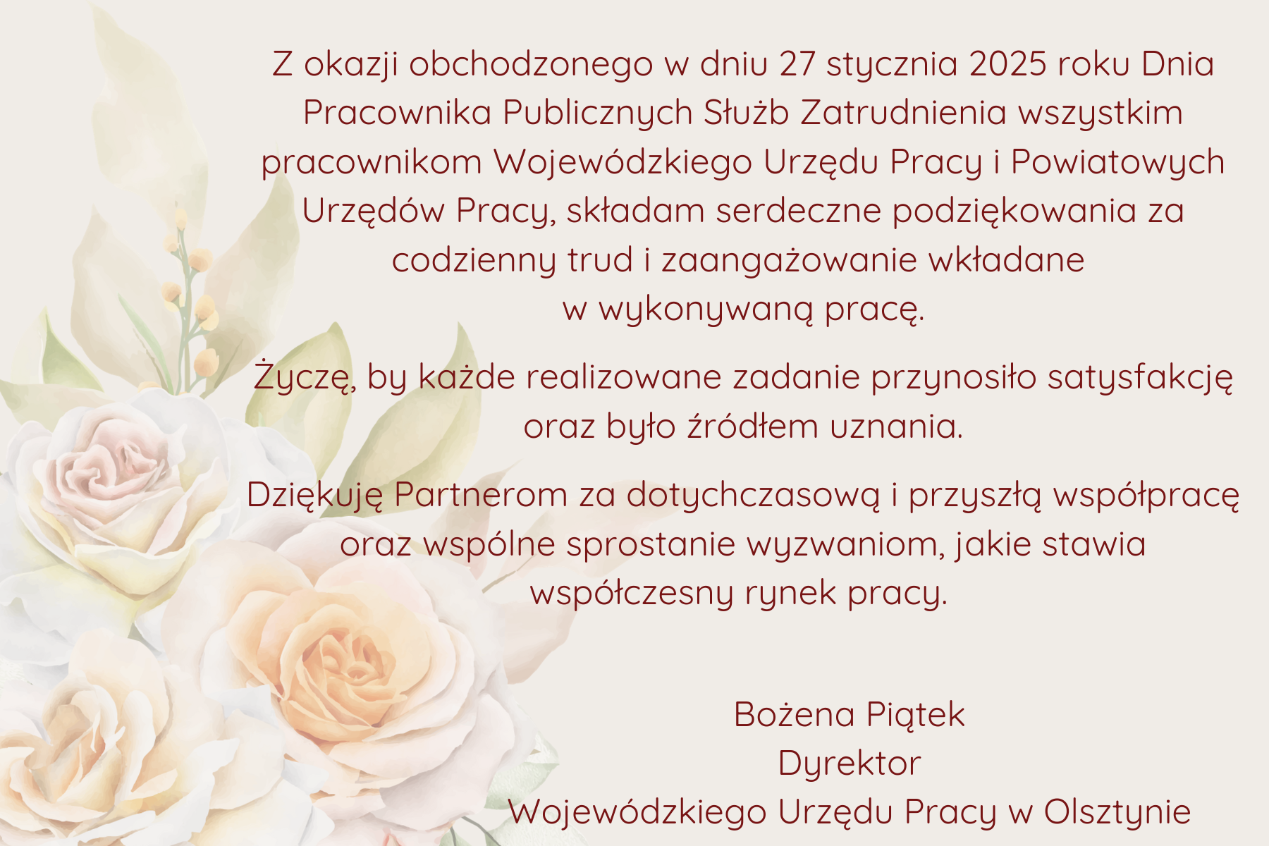 Życzenia z okazji Dnia Pracownika Publicznych Służb Zatrudnienia 2025